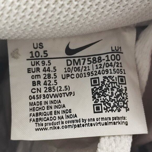 Nike Men's Court Vision Low White Leather Sneakers DM7588-100 Size 10.5 - Picture 7 of 8